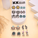 Oxidized Designer Stud Earrings Set of 12 Traditional & Modern Earring Set