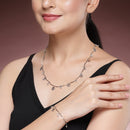 Rhodium Plated with Heart Shaped & White Cubic Zirconia Studded Jewellery Set