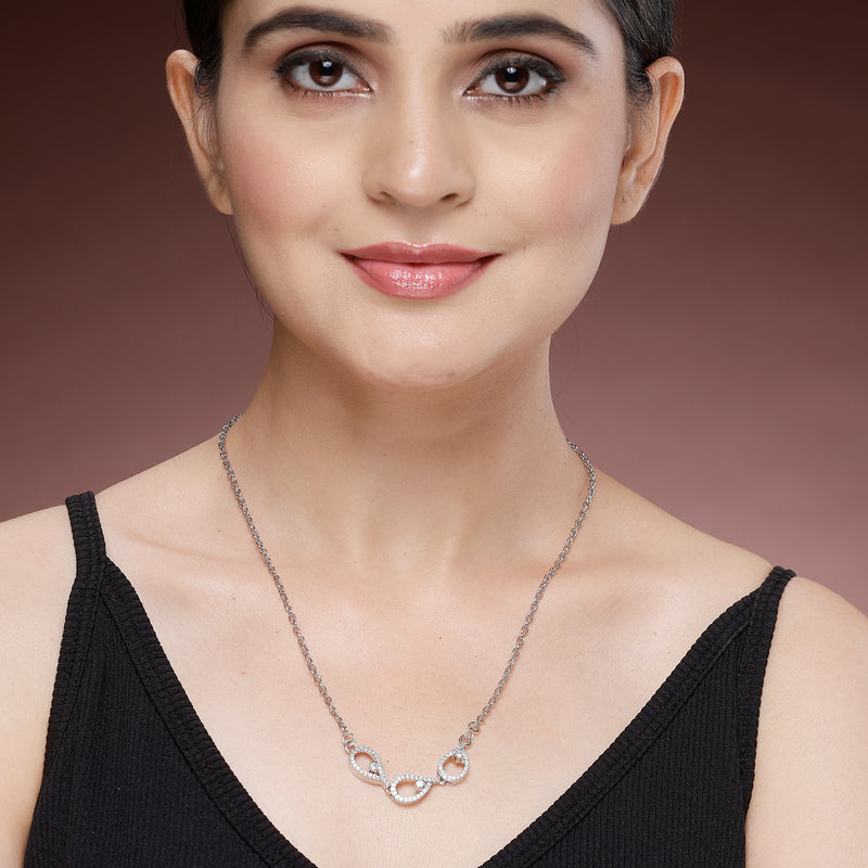 Rhodium Plated with Beautiful Tear Drop Shape Pendant