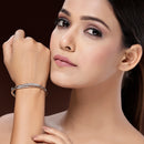 Rhodium Plated Silver Toned White Cubic Zirconia Studded Bracelet