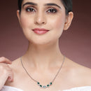 Rhodium Plated with Green American Diamond & Classy Tear Drop Shape Pendant Set