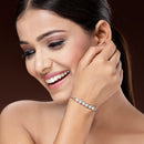 Rhodium Plated Silver Plated Heart Shaped White American Diamond Studded  Bracelet