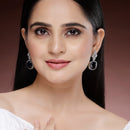 Rhodium Plated Silver Toned with Blue American Diamond Small Drop Earrings