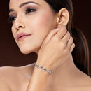 Rhodium Plated Silver Toned White American Diamond Studded  Bracelet