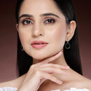 Rhodium Plated Silver Tone with Blue American Diamond Small Drop Earrings