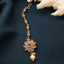 Gold Plated White Pearl Studded Maang Tikka