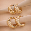Gold Plated Alloy Hoop 2 Pairs Trendy Earrings Set For Woman