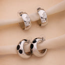 Trendy Silver Plated Alloy Hoop 2 Pairs Earrings Set for Women & Girl