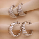 Silver Plated Alloy Hoop 2 Pairs Trendy Earrings Combo Set
