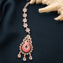 Rose Gold Plated Teardrop Design American Diamonds Studded Maang Tikka