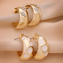 Geometric Textured Gold Plated Alloy Hoop 2 Pairs Trendy Earrings Set