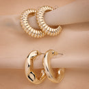 Gold Plated Alloy Hoop 2 Pairs Trendy Earrings Set Combo For Woman