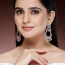 Rose Gold Plated Chandelier White American Diamond Contemporary Long Drop Earrings