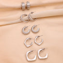 Silver Plated 5 Pairs Combo Set Geometric Earrings for Women and Girls
