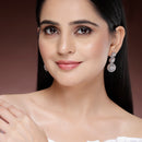 Rose Gold Plated with Teardrop and Round American Diamond Studded Drop Earrings