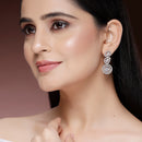 Rose Gold Plated with Teardrop and Round American Diamond Studded Drop Earrings