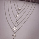 Oxidised Silver Alloy Layered Pendant Necklace Set for Women