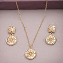 Gold Toned Alloy Crystal Compass Pendant Set for Women & Girls