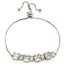 Rhodium Plated Silver Toned White Round &  Square Cut AD Studded Wraparound Adjustable Bracelet