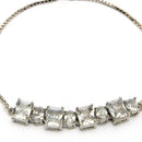 Rhodium Plated Silver Toned White Round &  Square Cut AD Studded Wraparound Adjustable Bracelet