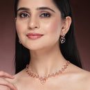 Rose Gold Plated Hearts Shaped with White American Diamond Stone Studded Jewellery Set