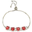 Rhodium Plated Silver Toned White Round & Red Square Cut AD Studded Bracelet | Wraparound Adjustable Bracelet