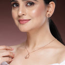 Rose Gold Plated with Stylish Heart Shaped Stainless Steel Pendant Set