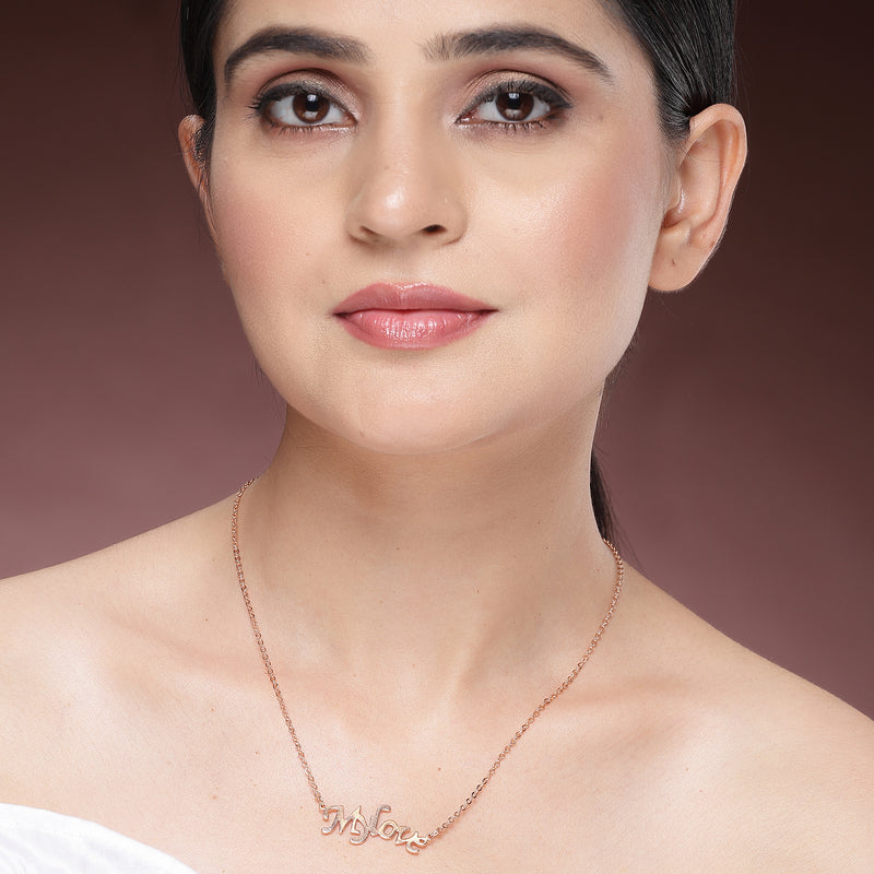 Rose Gold Plated with Stylish Design Stainless Steel Pendent Set