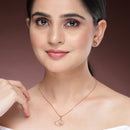 Rose Gold Plated with Dual Heart Shaped Design Stainless Steel Pendent Set