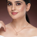 Rose Gold Plated with Dual Heart Shaped Design Stainless Steel Pendent Set