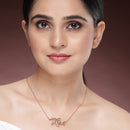 Rose Gold Plated with Thin Chain "Maa" Word Design Stainless Steel Pendant Set