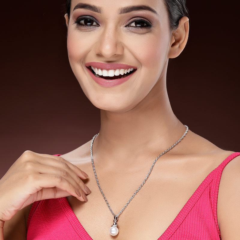 Oxidized Plated with Leaf & Pearl Design Set of 2 Pendants