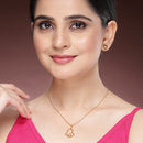 Gold Plated with Stylish Heart Shaped Stainless Steel Pendant Set