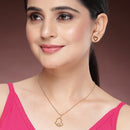 Gold Plated with Stylish Heart Shaped Stainless Steel Pendant Set