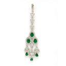 Rhodium Plated Silver Toned Green & White American Diamond Bridal Maang Tikka With Dangling Teardrop Stones