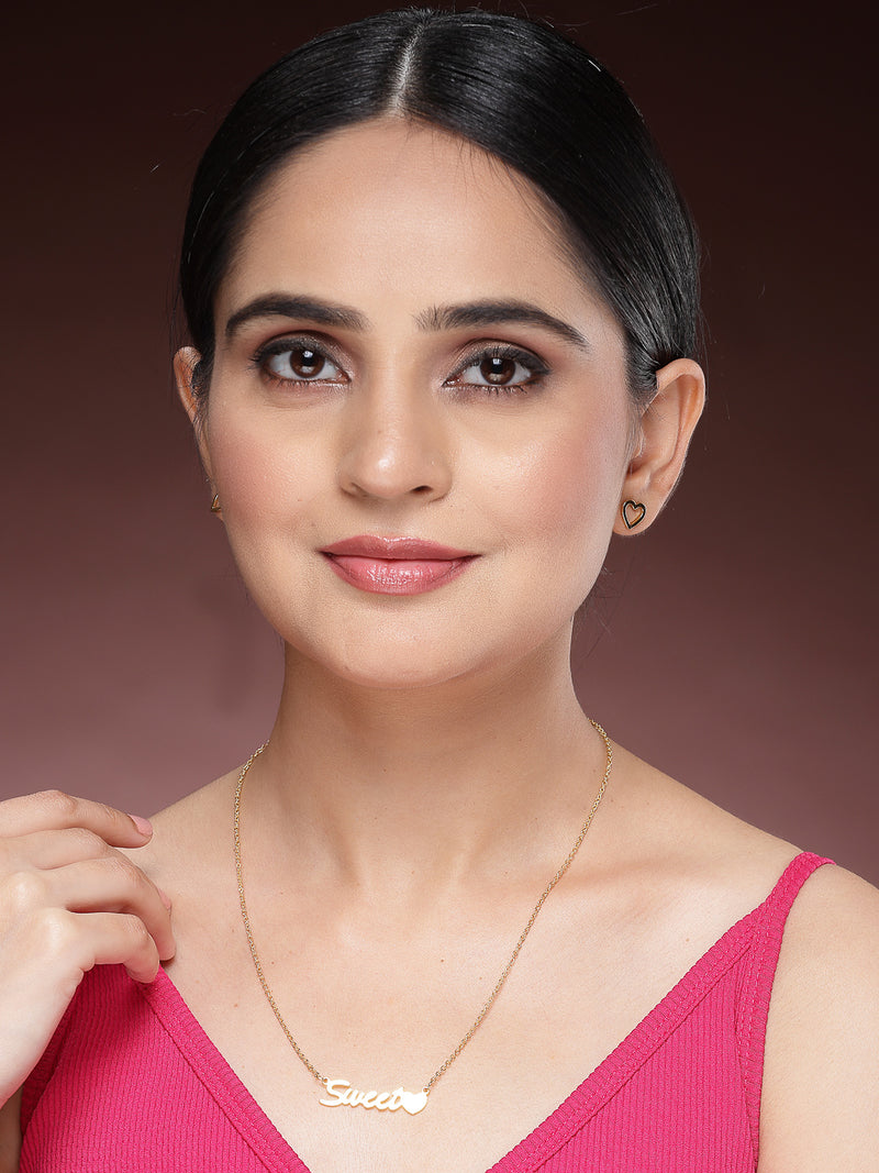 Gold Plated with Unique Design Stainless Steel Pendant Set