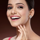 Gold Plated Dual Toned American Diamond Stud Earrings