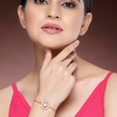 Rose Gold Plated Round Shaped White American Diamond Bracelet