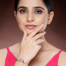 Rose Gold Plated White American Diamond Studded Wraparound Bracelet