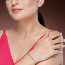Rose Gold Plated  Drop Shaped White American Diamond Studded Bracelet