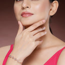 Rose Gold Plated  Drop Shaped White American Diamond Studded Bracelet