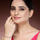 Rose Gold Plated with White American Diamond Studded Wraparound Bracelet