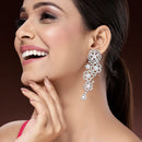Rhodium Plated Chandelier White American Diamond Contemporary Long Drop Earrings