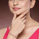 Rose Gold Plated with White American Diamond Studded Wraparound Bracelet