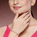 Rose Gold Plated White American Diamond Studded Stylish Design Wraparound Bracelet