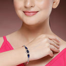 Rhodium Plated with Blue American Diamond Studded Kada Bracelet