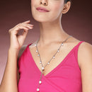 Oxidized  Small Leaf Design Pearl Necklace Set