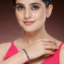 Rhodium Plated Silver Toned Blue American Diamond Studded Bracelet