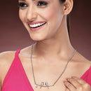 Rhodium Plated with White American Diamond Studded Love Birds Design Pendant