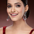 Oxidized Plated with Red & White Pearl Cubic Zirconia Danglers Earrings